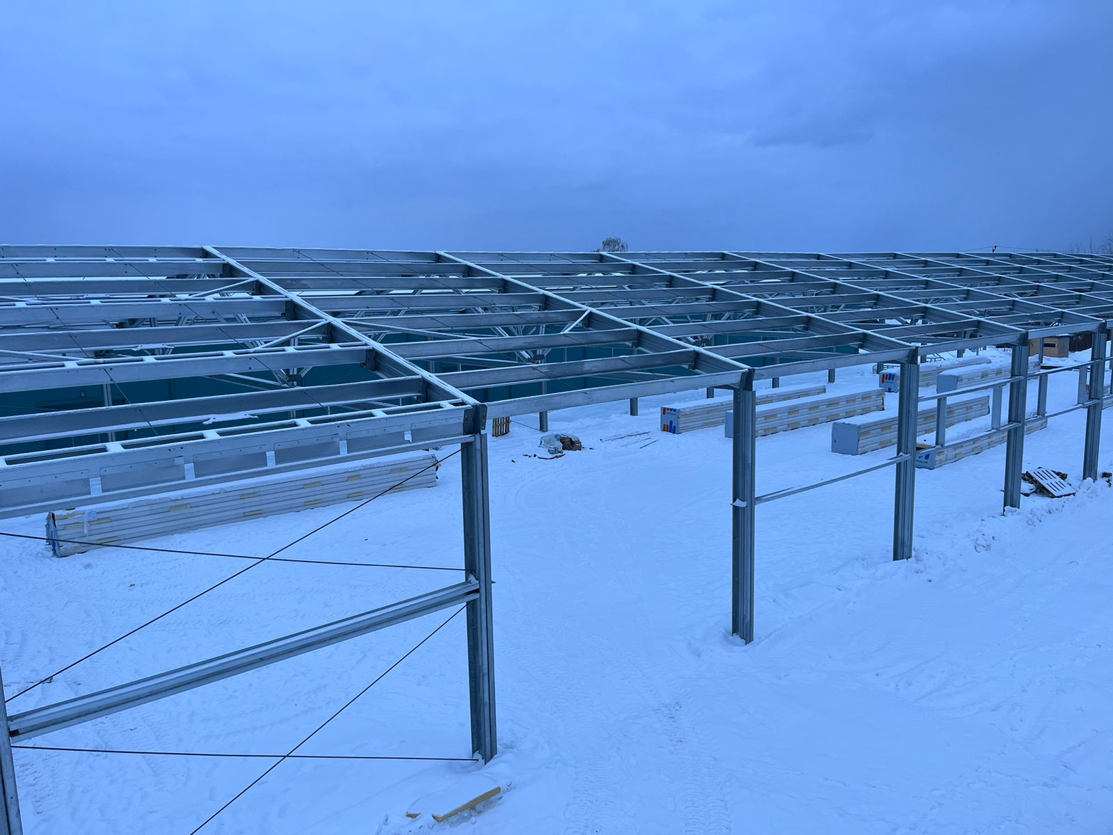 ЛСТК самонесущий склад, монтаж